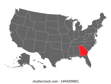 Georgia vector map silhouette. High detailed illustration. United state of America country