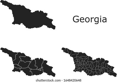 Georgia vector maps with administrative regions, municipalities, departments, borders