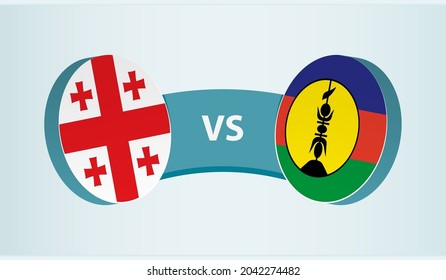 Georgia versus New Caledonia, team sports competition concept. Round flag of countries.