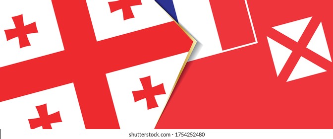 Georgia and Wallis and Futuna flags, two vector flags symbol of relationship or confrontation.