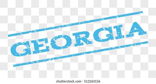 Georgia watermark stamp. Text caption between parallel lines with grunge design style. Rubber seal stamp with dust texture. Vector light blue color ink imprint on a chess transparent background.