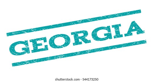Georgia watermark stamp. Text caption between parallel lines with grunge design style. Rubber seal stamp with dirty texture. Vector cyan color ink imprint on a white background.