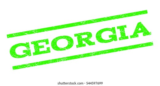 Georgia watermark stamp. Text caption between parallel lines with grunge design style. Rubber seal stamp with dust texture. Vector light green color ink imprint on a white background.