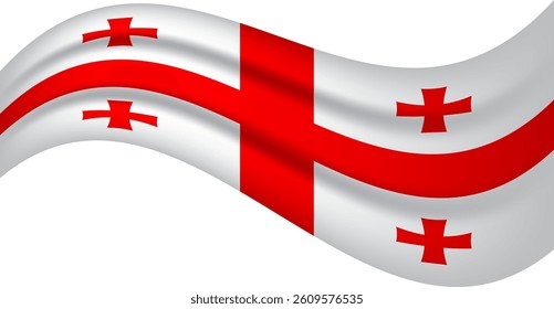 Georgia wavy flag, waving flag vector illustration
