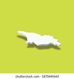 Georgia - mapa blanco de silueta 3D de la zona del país con sombra caída sobre el fondo verde. Simple ilustración vectorial plana.