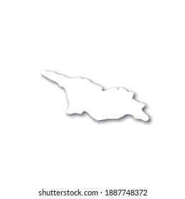 Georgia - white 3D silhouette map of country area with dropped shadow on white background. Simple flat vector illustration.