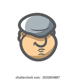 Georgian with a big hat Vector icon Cartoon illustration.