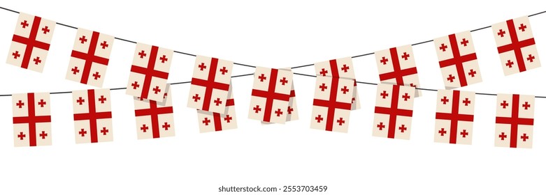 Georgian bunting flags isolated on white background, celebration concept. Vector illustration.