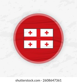 Georgian Flag in a Circular Emblem Design, Abstract Round Sticker Illustration. This high-quality vector graphic is perfect for use in patriotic designs, international events, sport competitions.