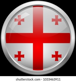 Georgian flag glass button vector illustration
