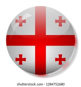 Georgian flag glass button vector illustration
