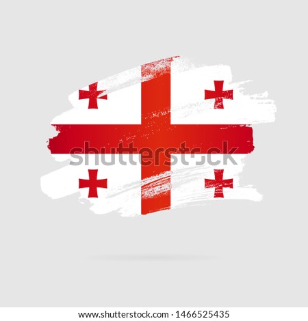 Georgian flag. Vector illustration on a gray background. Brush strokes drawn by hand. Independence Day of Georgia.