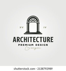 georgian gate logo vintage vector symbol illustration design, pillar gate logo design