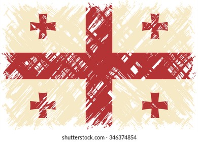 Georgian grunge flag. Vector illustration. Grunge effect can be cleaned easily.