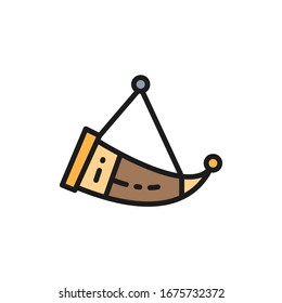 Georgian horn for wine, traditional caucasian cup flat color line icon.