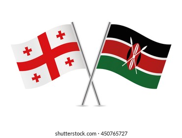 Georgian and Kenyan flags. Vector illustration.