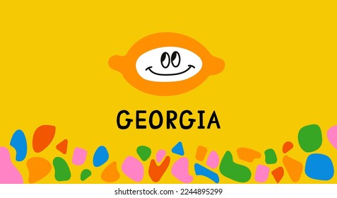 Georgian khachapuri sticker on a yellow background