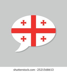 Georgian language, speech bubble with flag of Georgia, vector design element