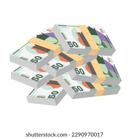 Georgian Lari Vector Illustration. Georgia money set bundle banknotes. Paper money 50 GEL. Flat style. Isolated on white background. Simple minimal design.