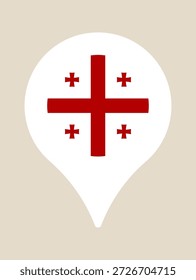 Bandeira nacional georgiana dentro de um ponteiro de mapa simbolizando viagem, destino e geografia em um design de vetor simples.
