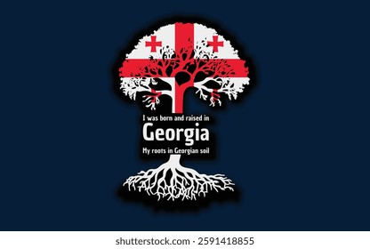 Georgian roots and symbolism: a tree with the Georgian flag, embodying national pride and love for nature	