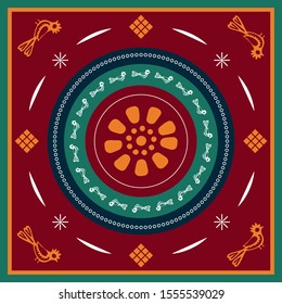 Georgian traditional ornaments. Vector Ornament With Caucasian Motifs. Persian colored carpet. Rich ornament for fabric design, handmade, interior decoration