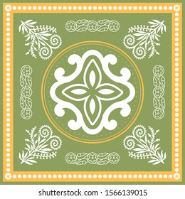 Georgian traditional ornaments. Vector Ornament With Caucasian Motifs. Persian colored carpet.Vector, Illustration.  Rich ornament for fabric design, handmade, interior decoration