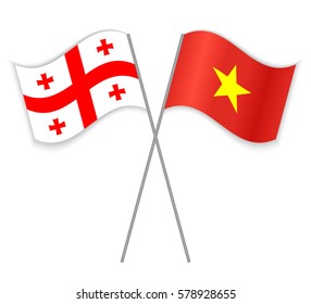 Georgian and Vietnamese crossed flags. Georgia combined with Vietnam isolated on white. Language learning, international business or travel concept.