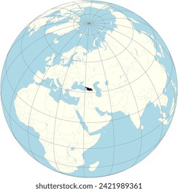 Georgia's map prominently displayed in the orthographic projection of the world map, emphasizing its cultural crossroads in the Caucasus.