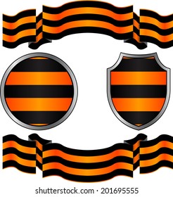 georgievsky ribbon and shields. vector illustration