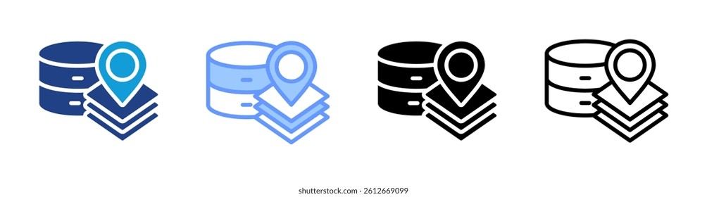 Geospatial Data icon set multiple style collection