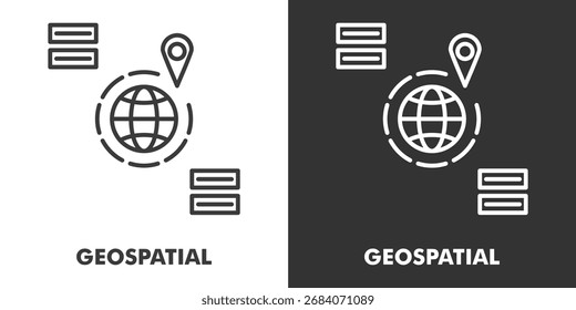 Icono geoespacial lleno de Ilustración vectorial de contorno en blanco y negro