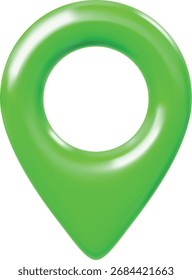 Geotag 3d vector icon. Realistic map pin green color, front view. Travel app navigation symbol. GPS location mark, map pointer. Navigation sign. Position element for infographics, travel guides