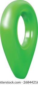 Icono de Vector Geotag 3d. Alfiler de mapa verde realista, vista lateral. Símbolo de navegación del App de viaje. Marca de ubicación GPS, puntero de mapa. Signo de navegación. Elemento de posición para infografías, guías de viaje