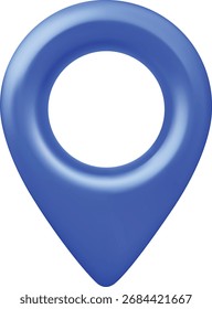 Ícone vetorial Geotag 3d. Cor azul do pino do mapa realista, vista frontal. Símbolo de navegação de aplicativo de viagem. Marca de localização GPS, ponteiro do mapa. Sinal de navegação. Elemento de posição para infográficos, guias de viagem