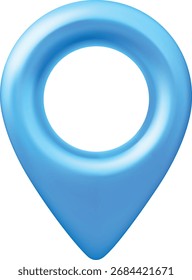Geotag 3d vector icon. Realistic map pin light blue color, front view. Travel app navigation symbol. GPS location mark, map pointer. Navigation sign. Position element for infographics, travel guides