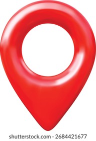 Icono de Vector Geotag 3d. Mapa realista pin color rojo, vista frontal. Símbolo de navegación del App de viaje. Marca de ubicación GPS, puntero de mapa. Signo de navegación. Elemento de posición para infografías, guías de viaje