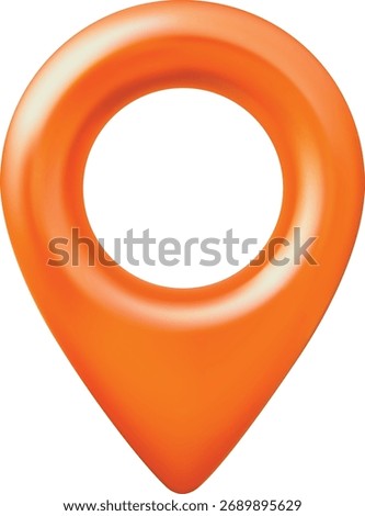 Geotag 3D vector icon. Realistic map pin orange color, front view. Travel app navigation symbol. GPS location mark, map pointer sign. Position element for infographics, travel guides