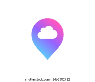 Geotag with cloud or location pin logo icon design
