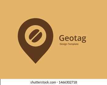 Geotag with coffee or location pin logo icon design