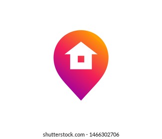 Geotag with house or location pin logo icon design