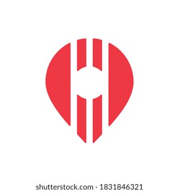 Plantilla de logotipo de etiqueta geográfica, símbolo de pin de asignación, ilustración de signo de posición, punto de ubicación o símbolo de destino - Vector