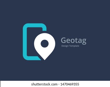 Geotag With Mobile Phone Or Location Pin Logo Icon Design