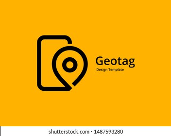 Geotag With Mobile Phone Or Location Pin Logo Icon Design