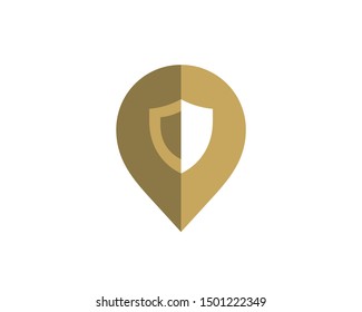 Geotag with shield or location pin logo icon design