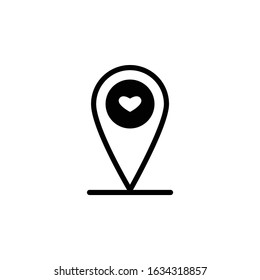 geotagged pin icon location with heart symbol for valentine day - high quality