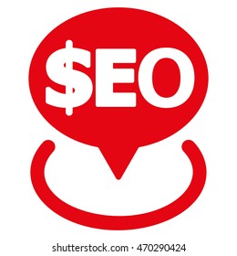 Geotargeting Seo icon. Vector style is flat iconic symbol with rounded angles, red color, white background.