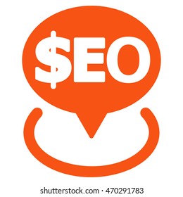 Geotargeting Seo icon. Vector style is flat iconic symbol with rounded angles, orange color, white background.