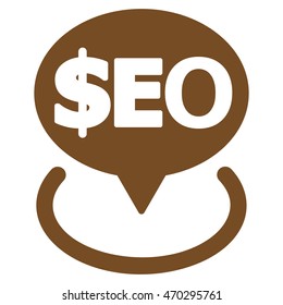 Geotargeting Seo icon. Vector style is flat iconic symbol with rounded angles, brown color, white background.