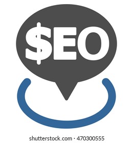 Geotargeting Seo icon. Vector style is bicolor flat iconic symbol with rounded angles, cobalt and gray colors, white background.